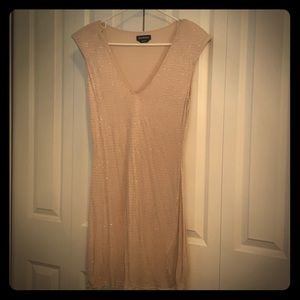 Bebe rhinestone nude mini dress small
